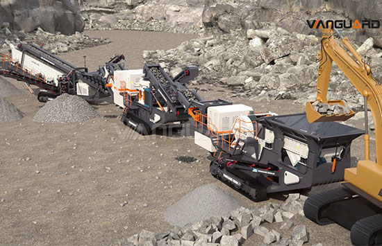 Three tracked mobile crushing production lines