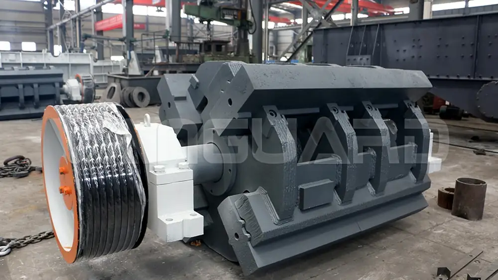 Mobile impact crusher rotor and impact plates