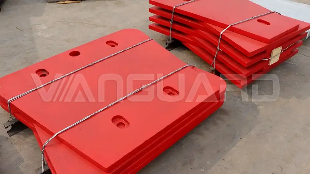 Cone crusher mantle and jaw plate close-up