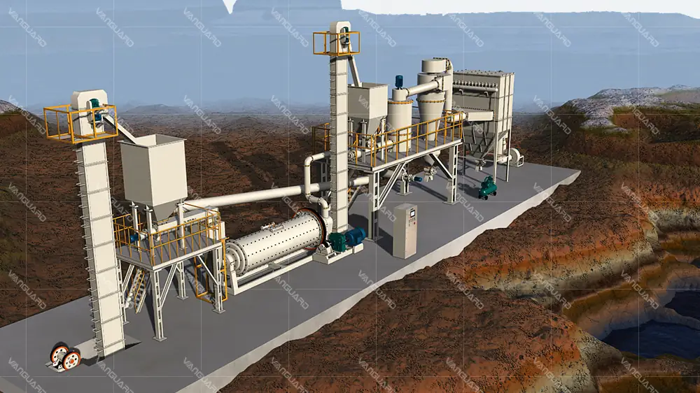 Dry grinding and dust collection flow