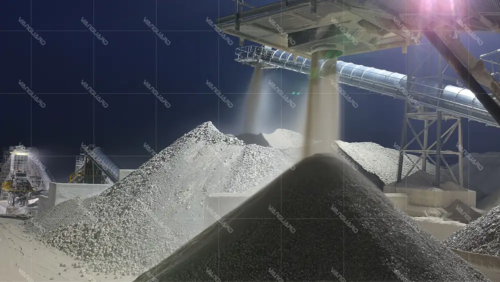 Recycled aggregate stockpile and gradation samples