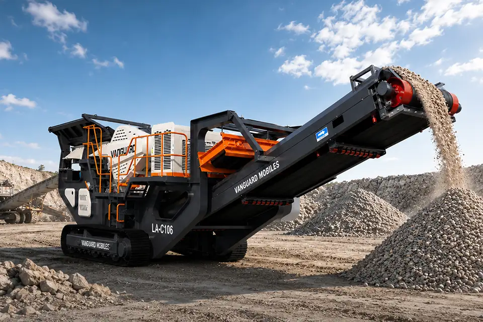 Crawler plant working inside a quarry pit